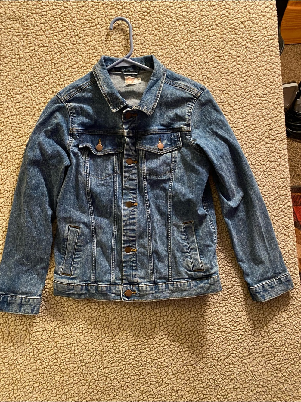 Wonder Nation Boys Blue Denim Jacket Button Front Collar Pockets XL 14-16 Husky